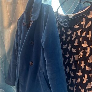 Exquisite Blue Jacket Mini Boden soft velvet royal blue 11-12 years GIrls